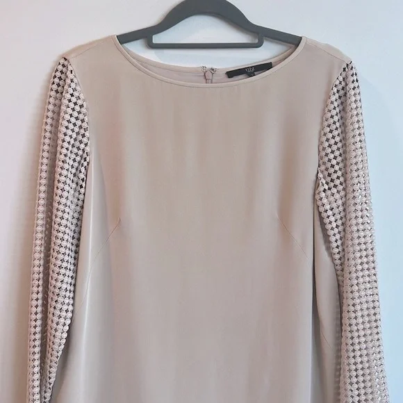 Tibi Dresses | Tibi Lace Sleeve Shift Dress | Color: Tan | Size: 2 | Garisb's Closet